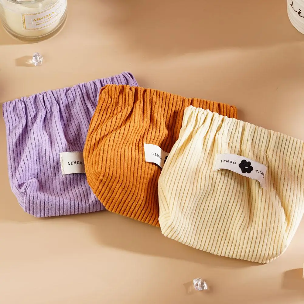 New Corduroy Elastic Hair Tie Organizer Portable Travel Compltion Corduroy Elastic Elastic Pouch Storage Organizer Hair Tie C3U5