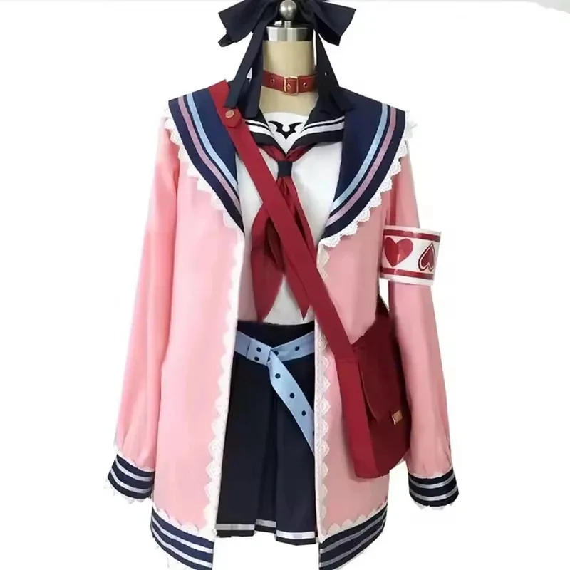 

Makaino ririmu cosplay costume lovely uniform pink coat dress Halloween Carnival party outfit