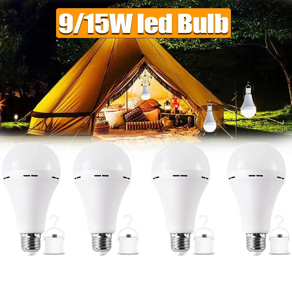 9/15W White Warm LED Emergency Bulb E27  Rechargeable Battery Light 100-240V Intelligent Lighting Energy Saving Hot Sale