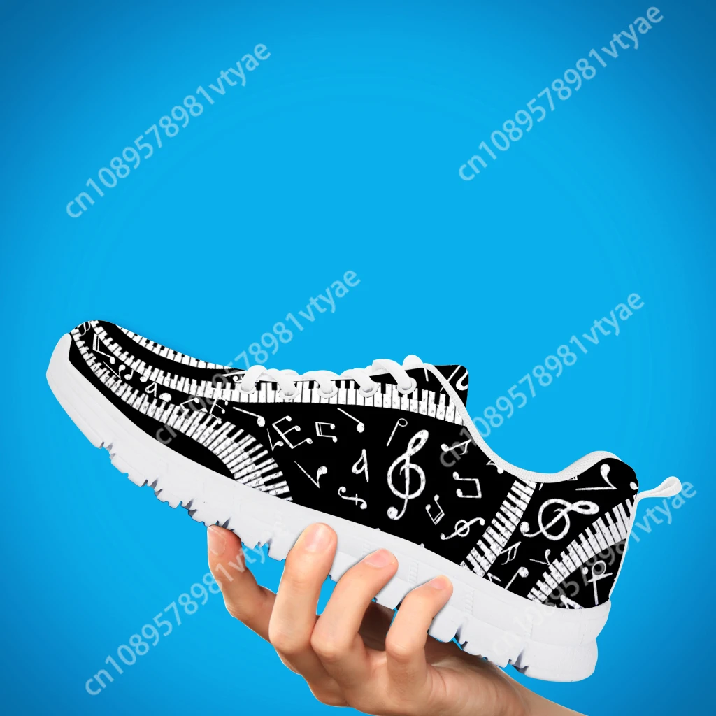 Custom Made Autumn Women Flats Shoes Art Style Piano Keyboard Music Note Print Air Mesh Casual Sneakers 2022 Zapators De Mujer