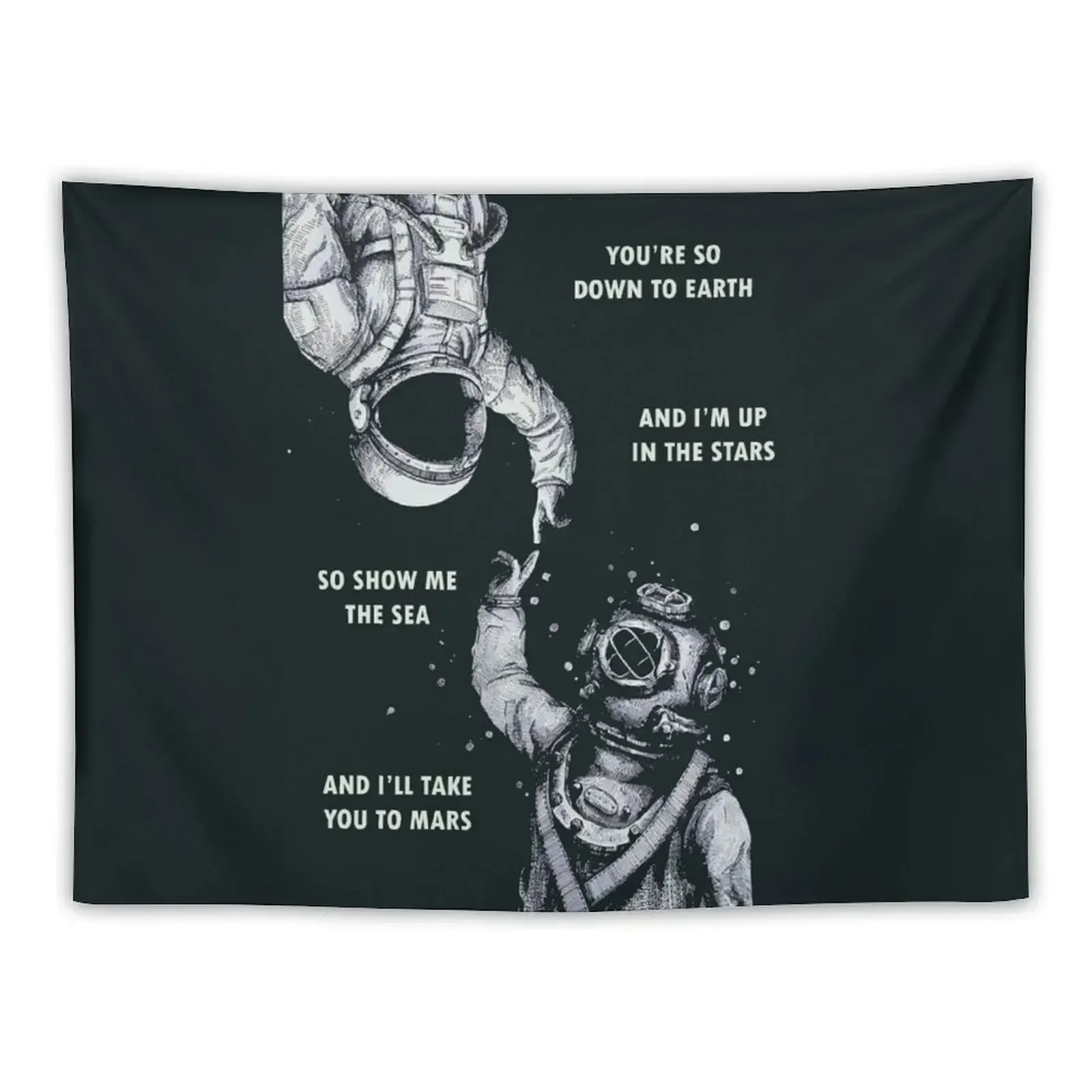 Astronaut and Diver - I'm Up in The Stars Tapestry Wall Decor Wall Decorations Things To Decorate The Room Wallpaper Tapestry