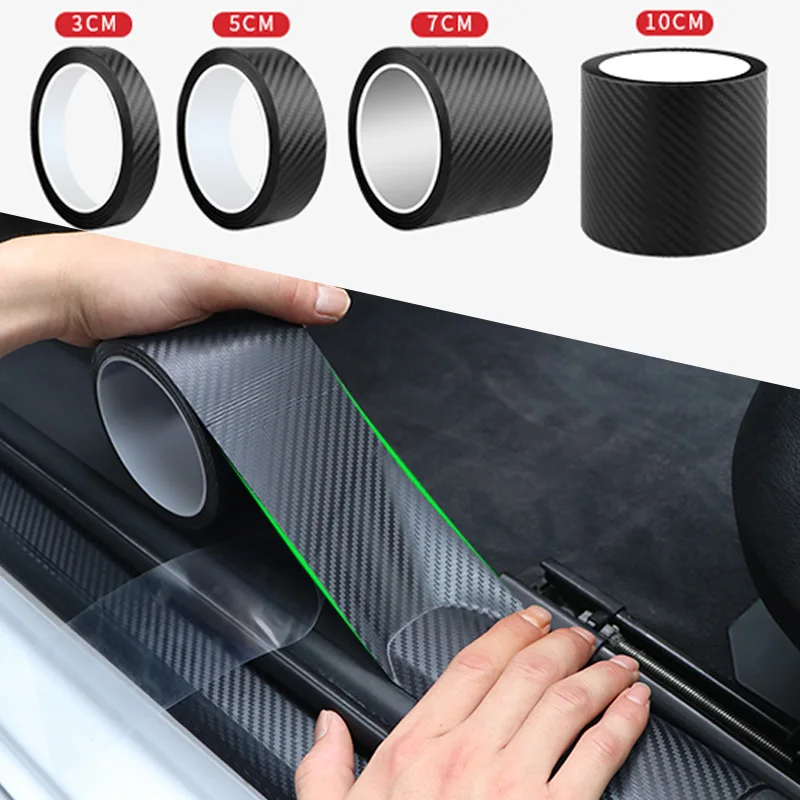 

Защитные наклейки для автомобильных дверей, клейкая лента с защитой от царапин, 3D углеродистая нано Автомобильная защитная пленка на порог багажника, защитные аксессуары для дверей
