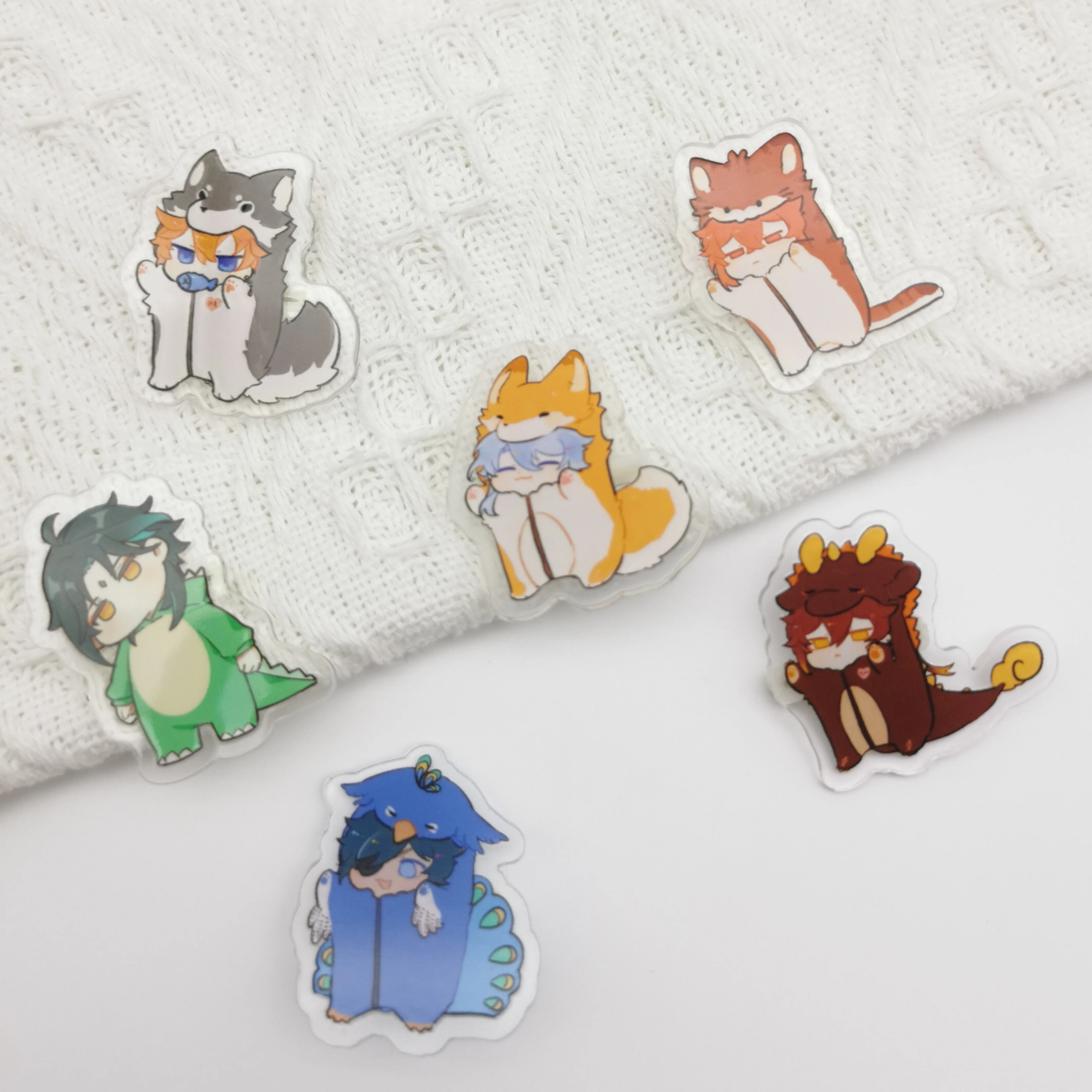 1PC Anime Game Genshin Impact Cute Dinosaur Tartaglia Lapel Badges Clothes Jewelry Collar Brooches Accessories Gifts For Friend
