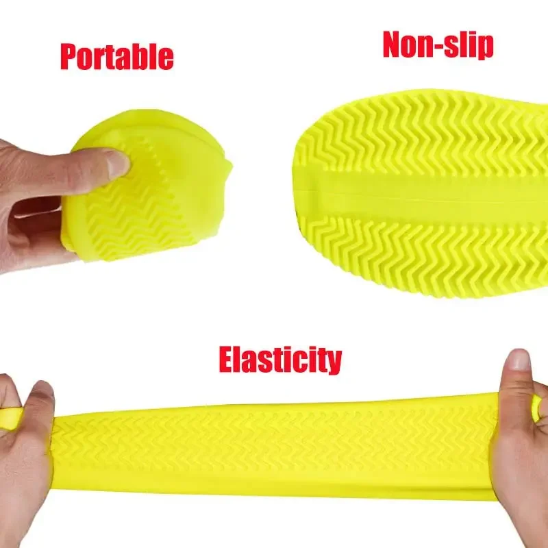 Wasserdichte Schuhüberzüge aus Silikon, rutschfest, für Regenstiefel, Unisex, Sneakers-Schutz für regnerische Tage im Freien, wiederverwendbare Regenschuhüberzüge – Detail 10