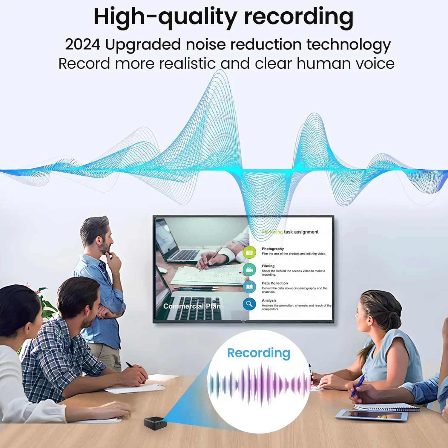 مسجل صوت صغير 64 جيجابايت للاجتماعات والمحاضرات والسيارة - صوت واضح