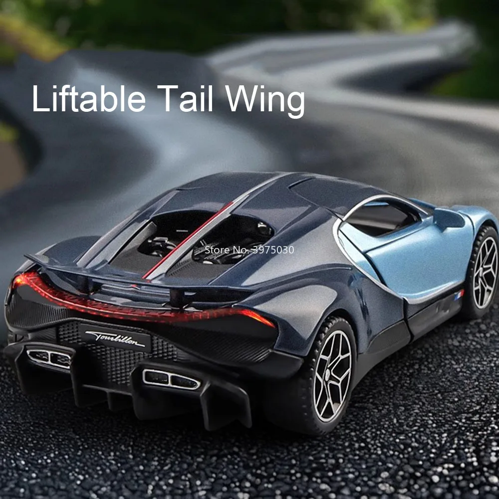 نماذج ألعاب بوجاتي توربيون من سبيكة 1:32 سيارات عجلة التراجع سيارات خارقة مصغرة مع موسيقى خفيفة مركبات هدايا للأطفال الصغار #5