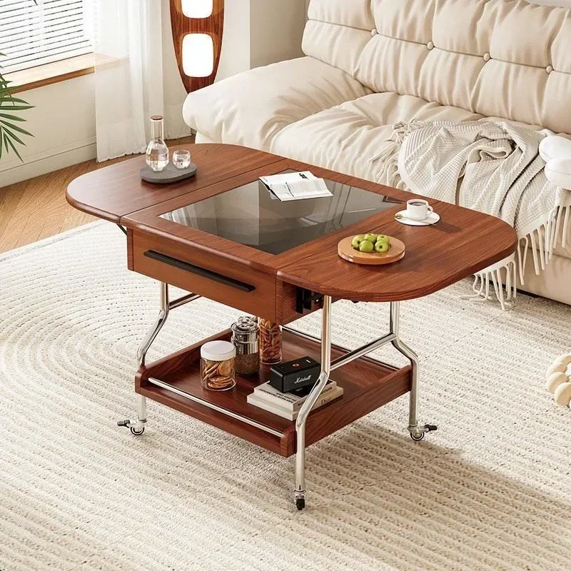 Living room household removable coffee table, small apartment modern simple small table, sofa side table with wheels
