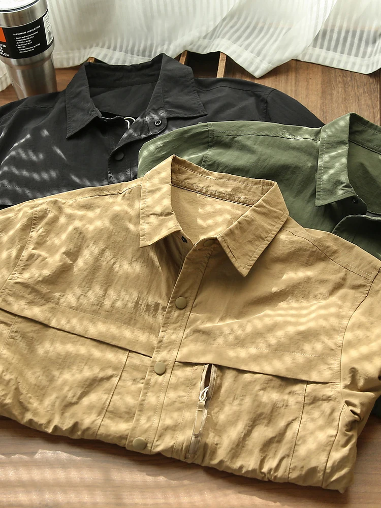 

Autumn New Outdoor Sports Casual Versatile Texture Qui Dry Breathable Long Sve Jaet Coat Trendy Flip Collar Men's Jaet