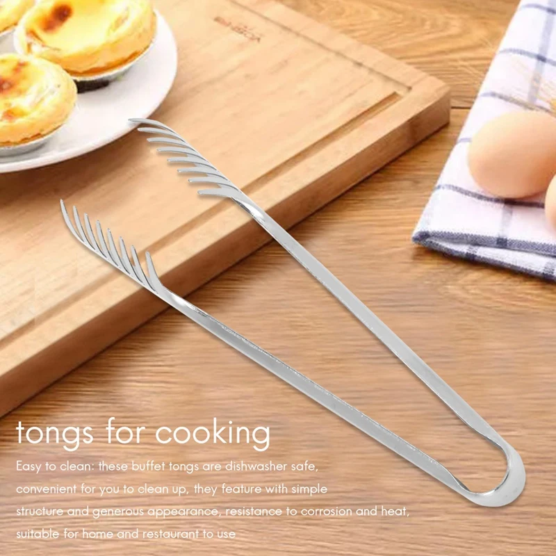 4 Pieces Food Tongs Set 9 Inch Stainless Steel Food Serving Tongs Buffet Tong Pastry Noodle Spaghetti Pasta Tong