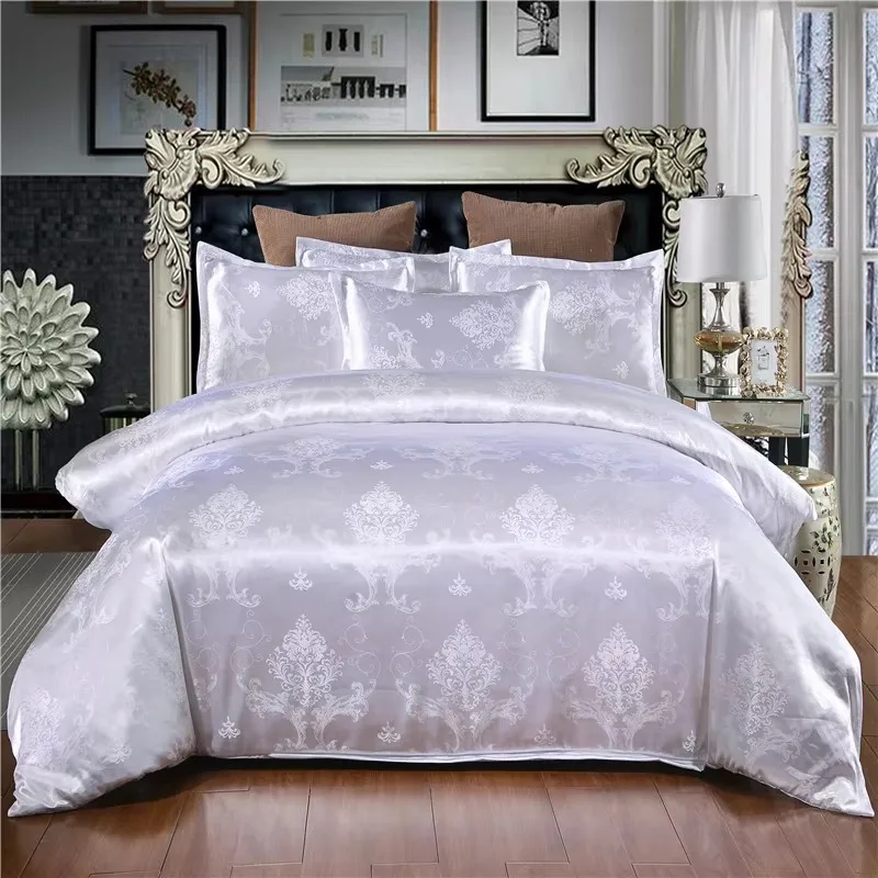 Conjuntos de ropa de cama de lujo para boda Jacquard, edredón de poliéster de tres piezas, venta al por mayor de fábrica