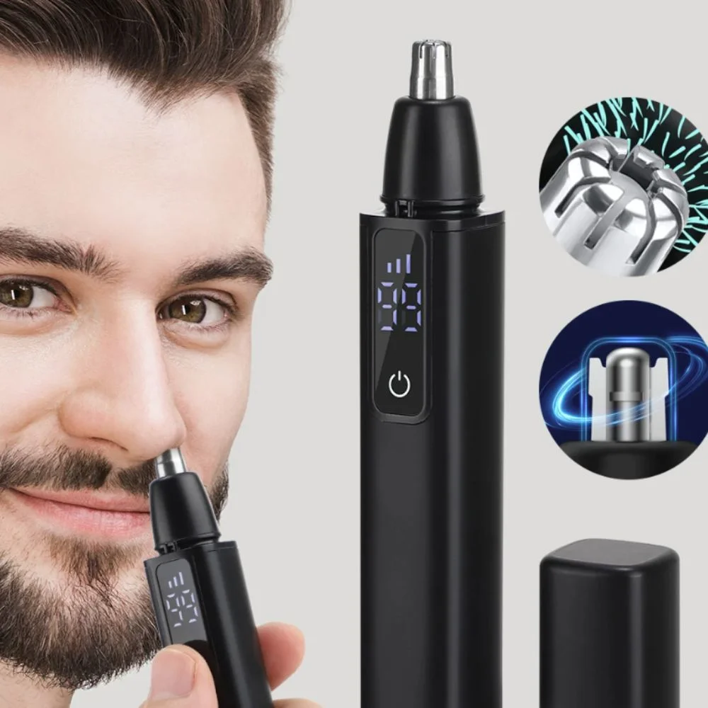 Pemangkas Bulu Hidung Elektrik Mini dengan Layar Digital, Motor Kecepatan Tinggi, Pengisian Cepat, Gunting Bulu Hidung Tahan Air, Pisau Cukur Alis Pria