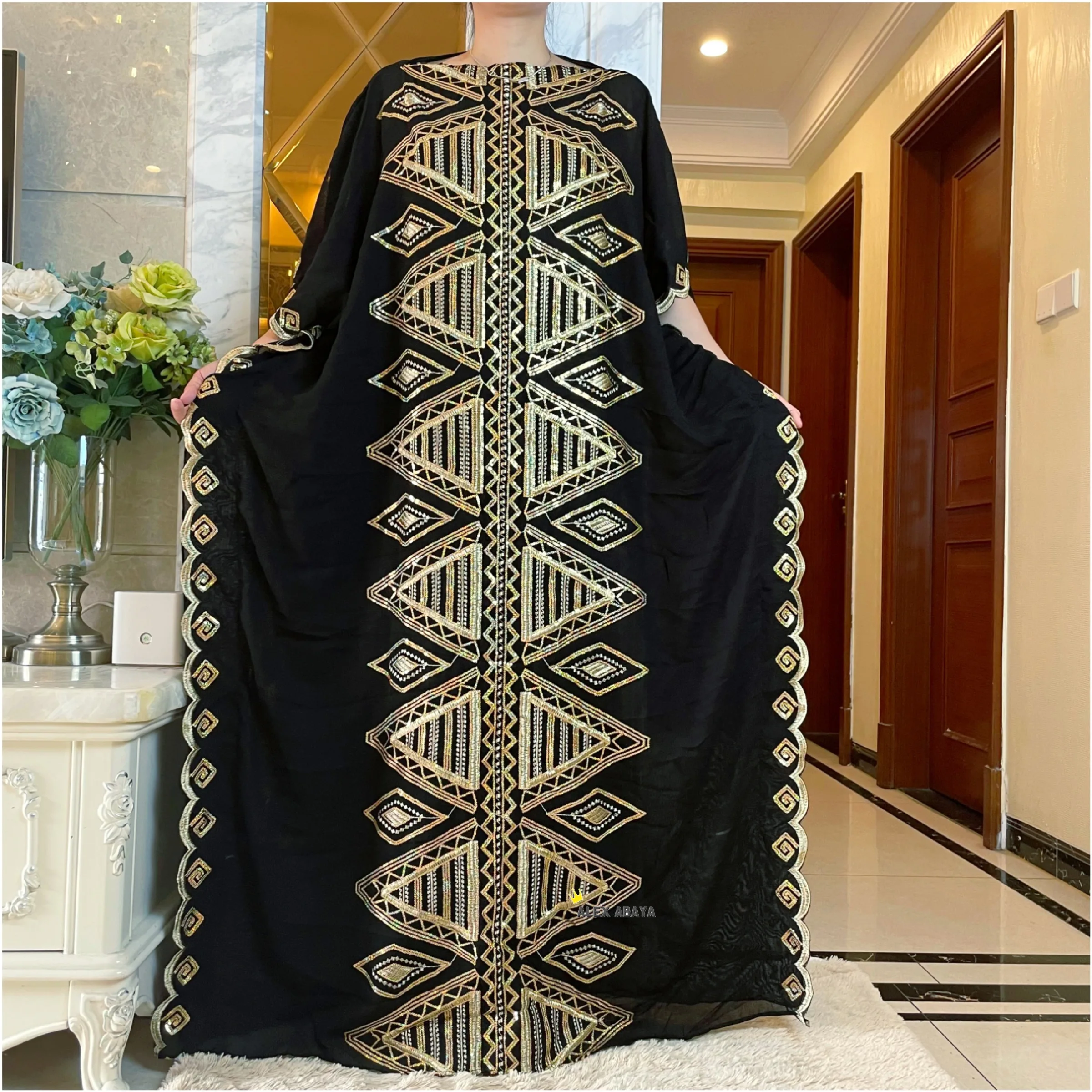 2023 Good Quality African Spring Dresses For Women Muslim Abaya Dubai  Sequins Embroidery Fashion Dress American Islam Clothing