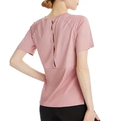 Breathable Yoga Shirts Quick-Dry Short Sleeve Mesh Running T-shirt Yoga Top Exercise Sportswear Loose Fitness Tees Sport Top