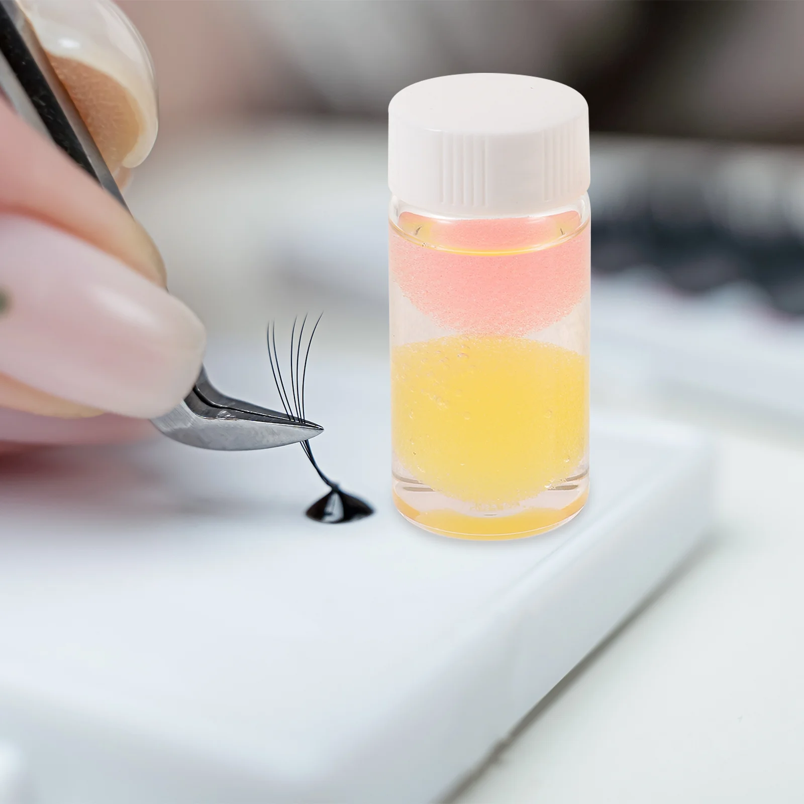 Pincettes de nettoyage pour cils, liquide anti-fuite, bouteille en Silicone, éponge de trempage, détergents pour enlever la colle, outils de Salon d'entretien, 2 pièces