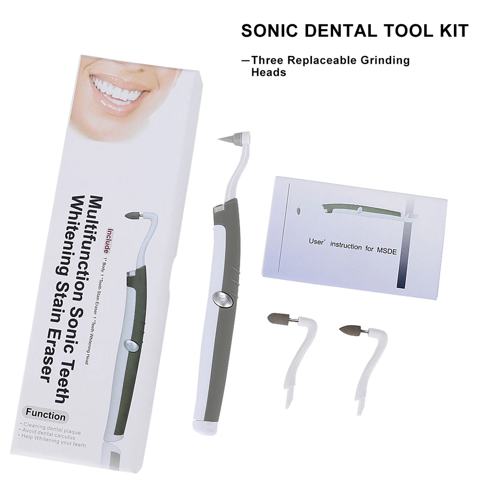 

Multifunction Sonic Teeth Whitening Stain Eraser Portable Oral Hygiene Care Tools 3 Heads LED Dental Tooth Plaque Remove Kits