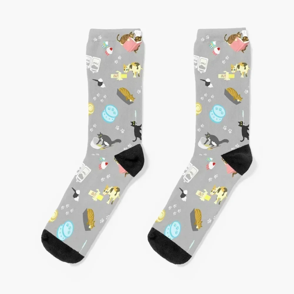 

Cats Baking Cakes and other Sweets, in Grey Socks christmass gift valentine gift ideas winter thermal Woman Socks Men's