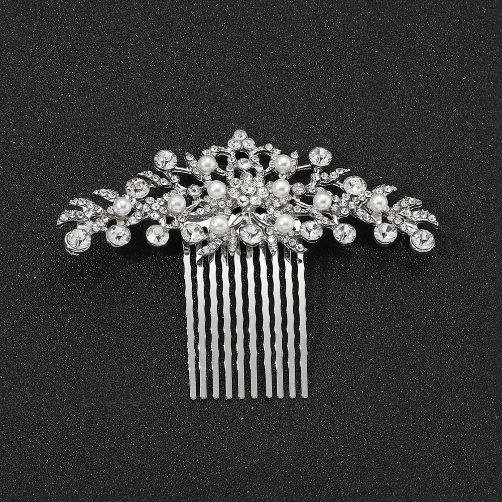 BLIJERY Vintage Crystal Pearls Floral Bridal Hair Combs for Women Headpeice Rhinestones Wedding Tiara Brides Hair Accessories