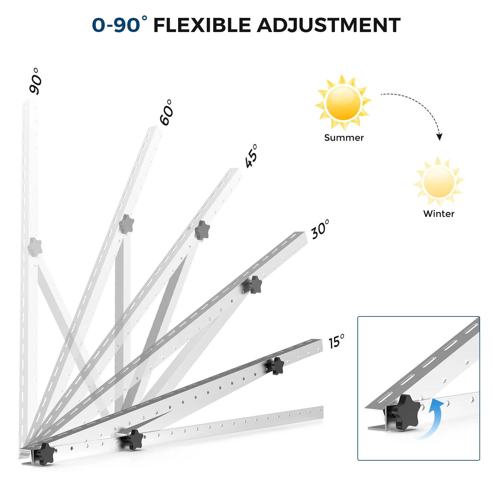 RVPOZWER 4PCS Adjustable Solar Panel Bracket Heavy‑Duty Tilt Legs Mount Stand for Roof RV Caravan Boat Off‑Grid Outdoor Solar Installation 45in/47in
