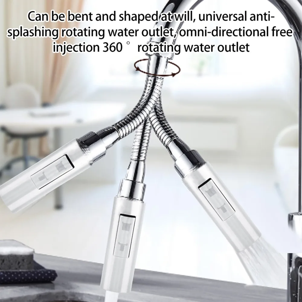 G1/2 Male Thread Pull Out Faucet Sprayer Electroplating Finish Streamline Design Kitchen Faucet Head 2 Function Spray Modes