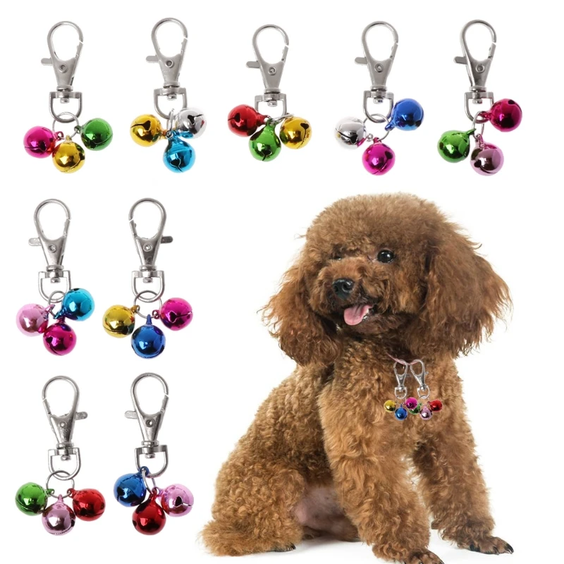 Collar perro con campanas, colgante para Collar mascota, abrazadera langosta, colgante triple campana para perro,