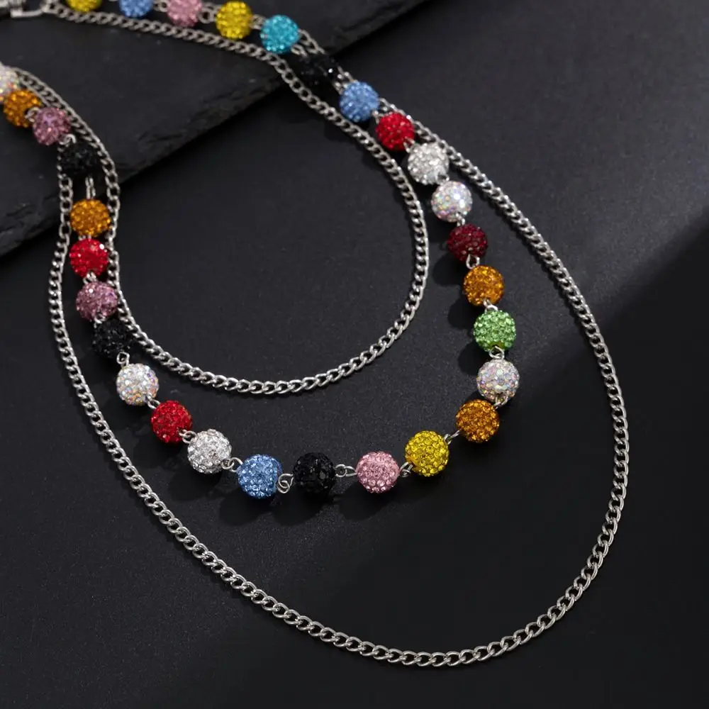 فاسق الجينز سلسلة ملونة حجر الراين حبة الخصر سلسلة سبائك الزنك الخرز فاسق حزام سلسلة الهيب هوب Harajuku السراويل سلسلة الشارع