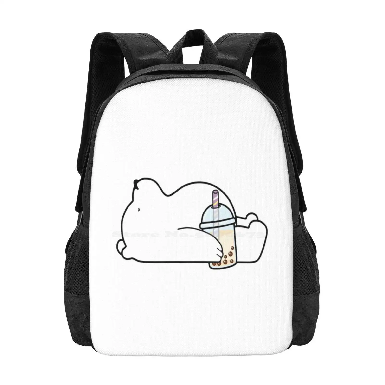 

Little Bear Chilling With It'S Boba Tea Hot Sale Schoolbag Backpack Fashion Bags Bubble Tea Milk Tea Bunny Rabbit Bear Cute