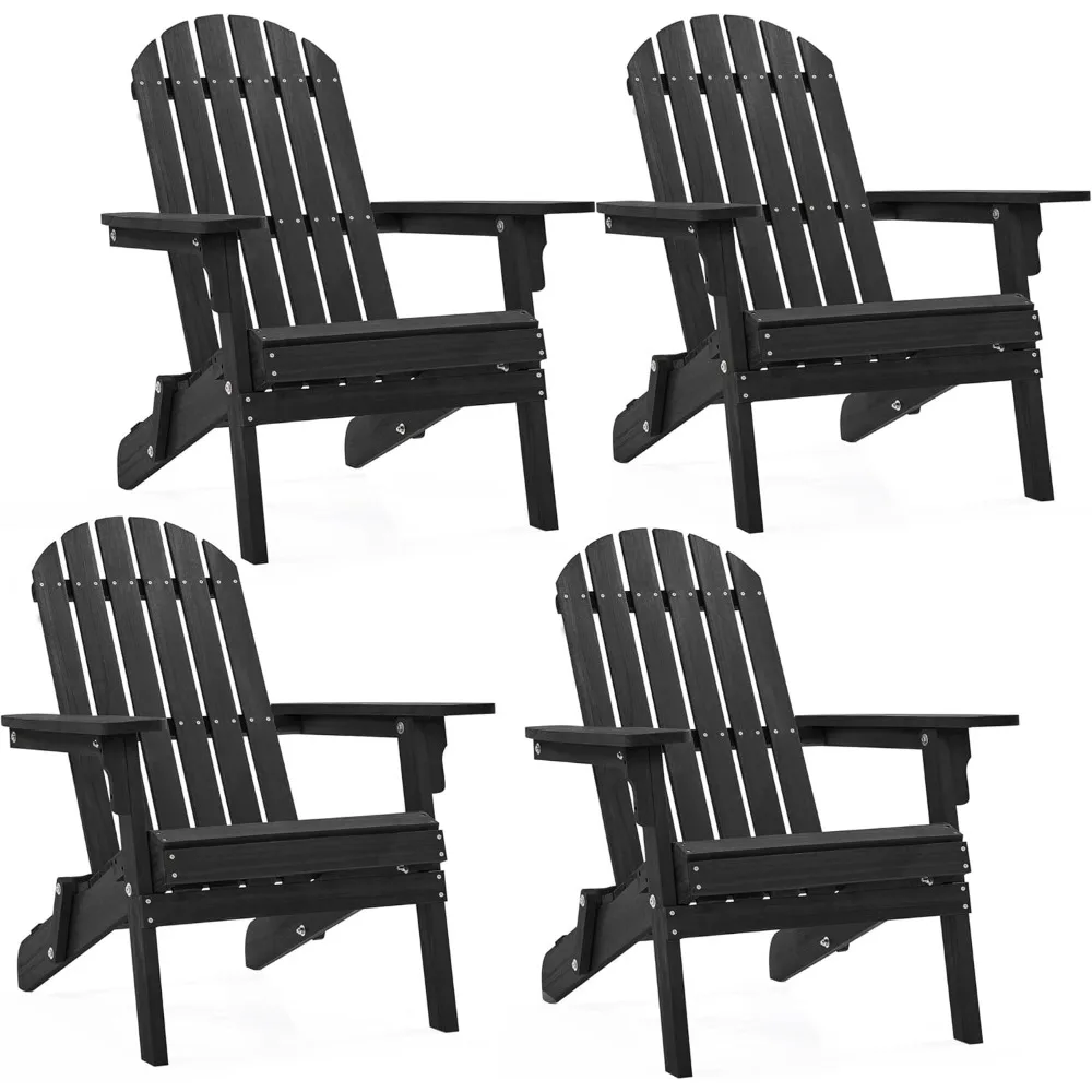 

Folding Adirondack Chair Set of 4 Outdoor, 300LBS Solid Wood Garden Chair Weather Resistant, Fire Pit Lounge Chairs