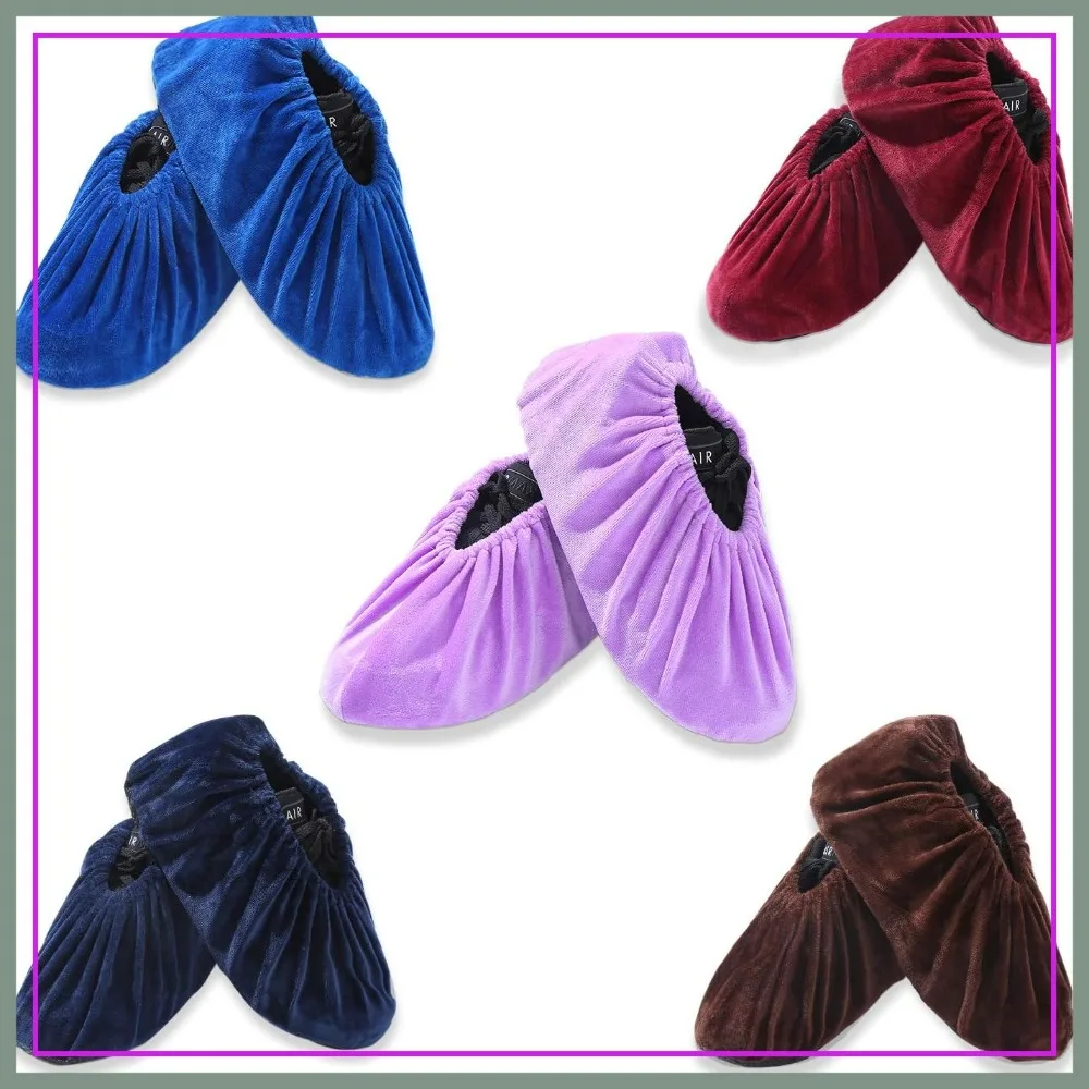

5 Pairs Reusable Non Slip Shoe Covers, Premium Soft Washable Thickened Boot Covers for Home Office Lab