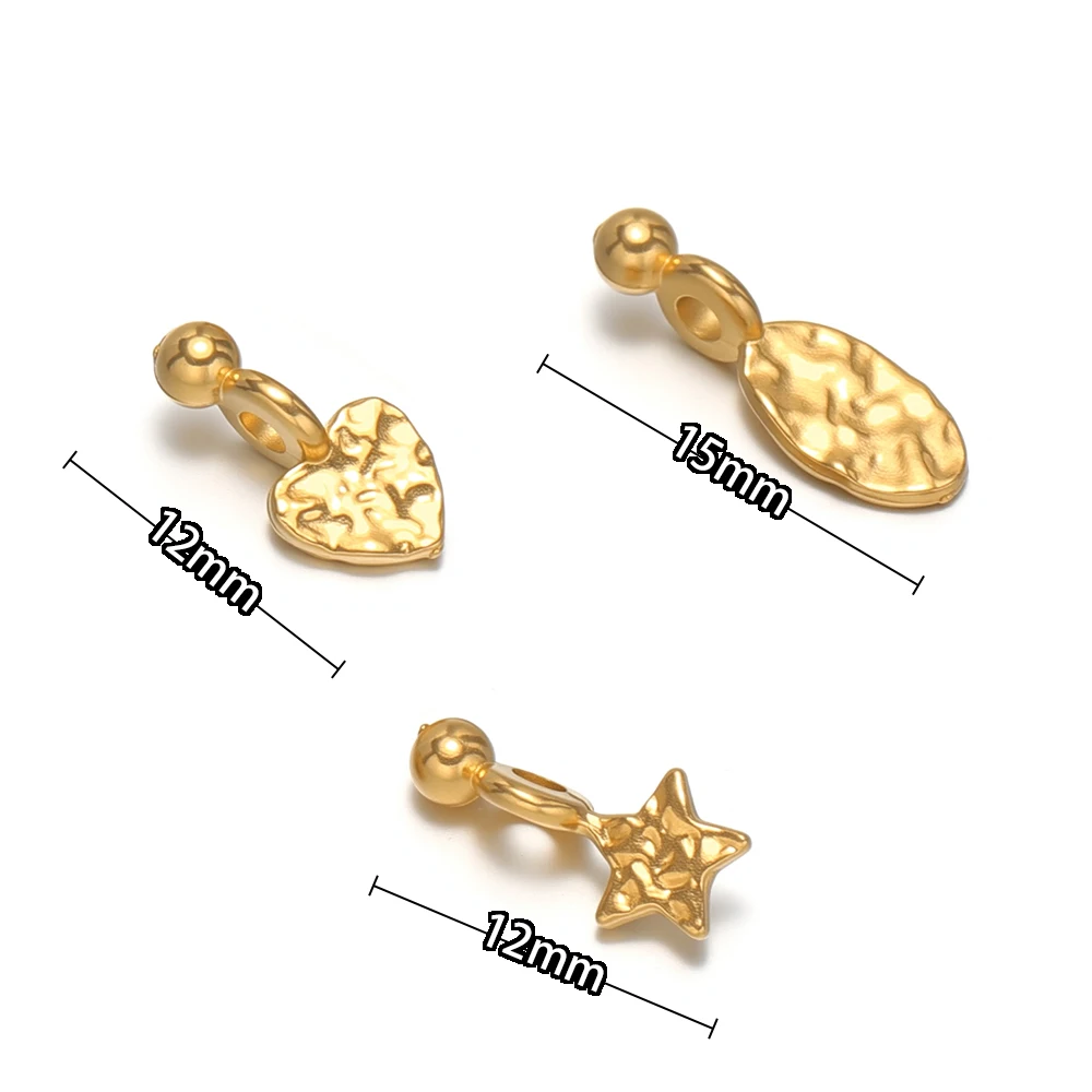 10 Stück Edelstahlperlen Herz Stern Kleine Anhänger für DIY Damenschmuck Anhänger Halskette Handwerk Armband Ohrringe Herstellung – Detail 3