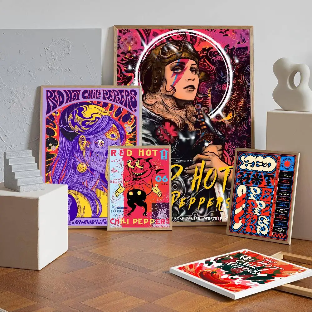 Póster de papel blanco de Chili Hot R-Red de banda de Rock, pegatina de pared elegante para decoración de sala de estar y Bar, pegatinas artísticas de pared