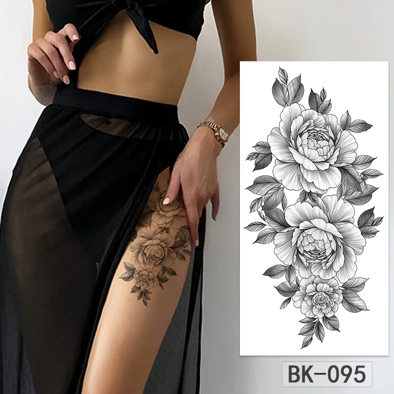 

Black Flower Butterfly Temporary Tattoos For Women Wild Plant Fake Tattoo Sticker DIY Face Hands Body Art Waterproof Tattoo