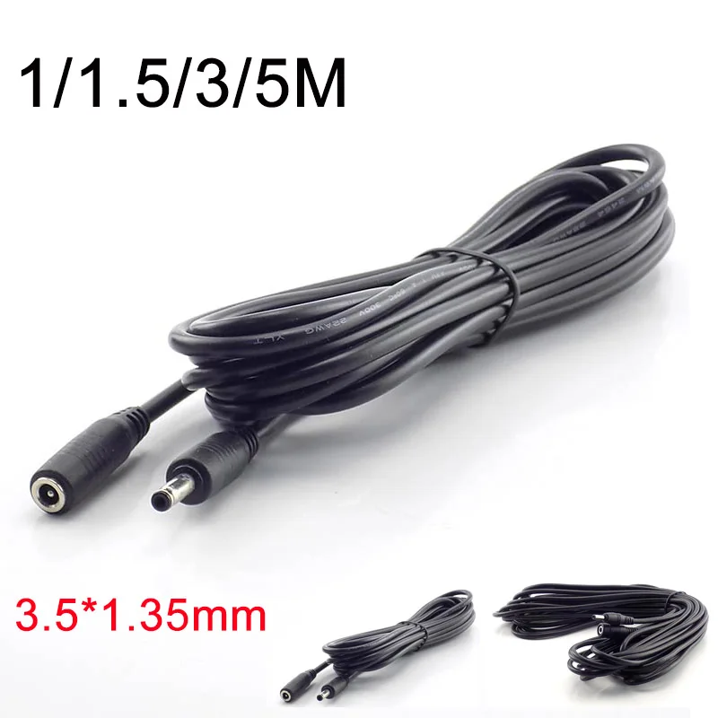 1/1.5/3/5M Male Female DC 5-24V Power Cable Extension Power Cord Adapter 3.5mmx1.35mm Connector for CCTV Cable Security Camera