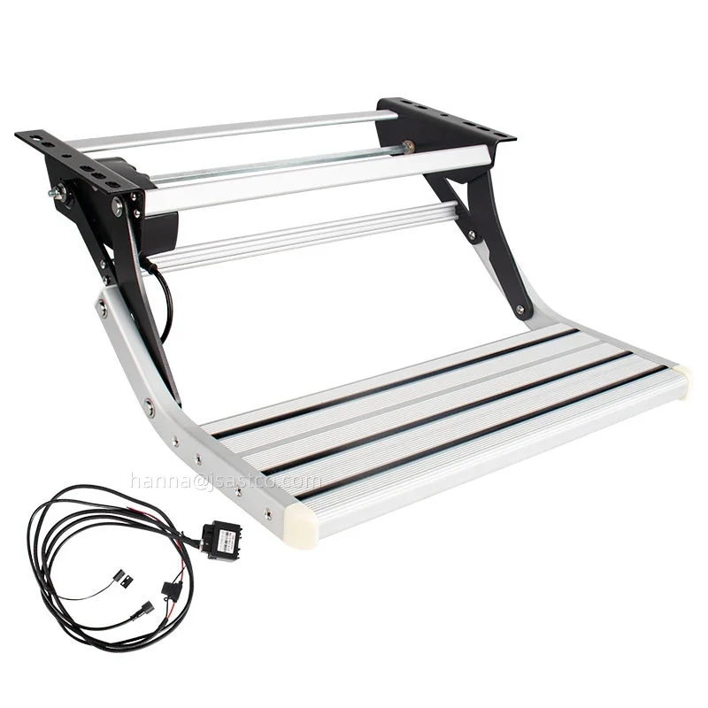 12V Electric Folding Single Entry Step with LED Light Aluminum Alloy 200KG Load Capacity