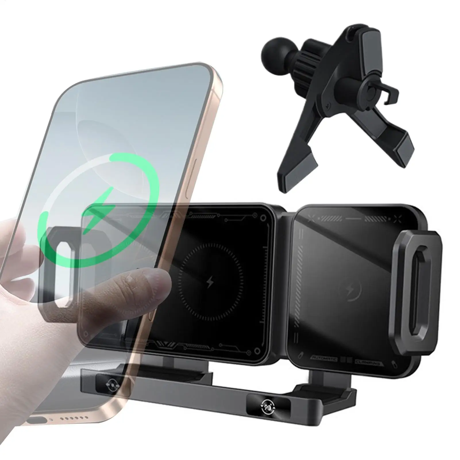 15W Fast Wireless Car Charger Auto-Sensing Clamp & 360 Degree Rotation Air Vent Mount For Foldable/Smartphones car accessories