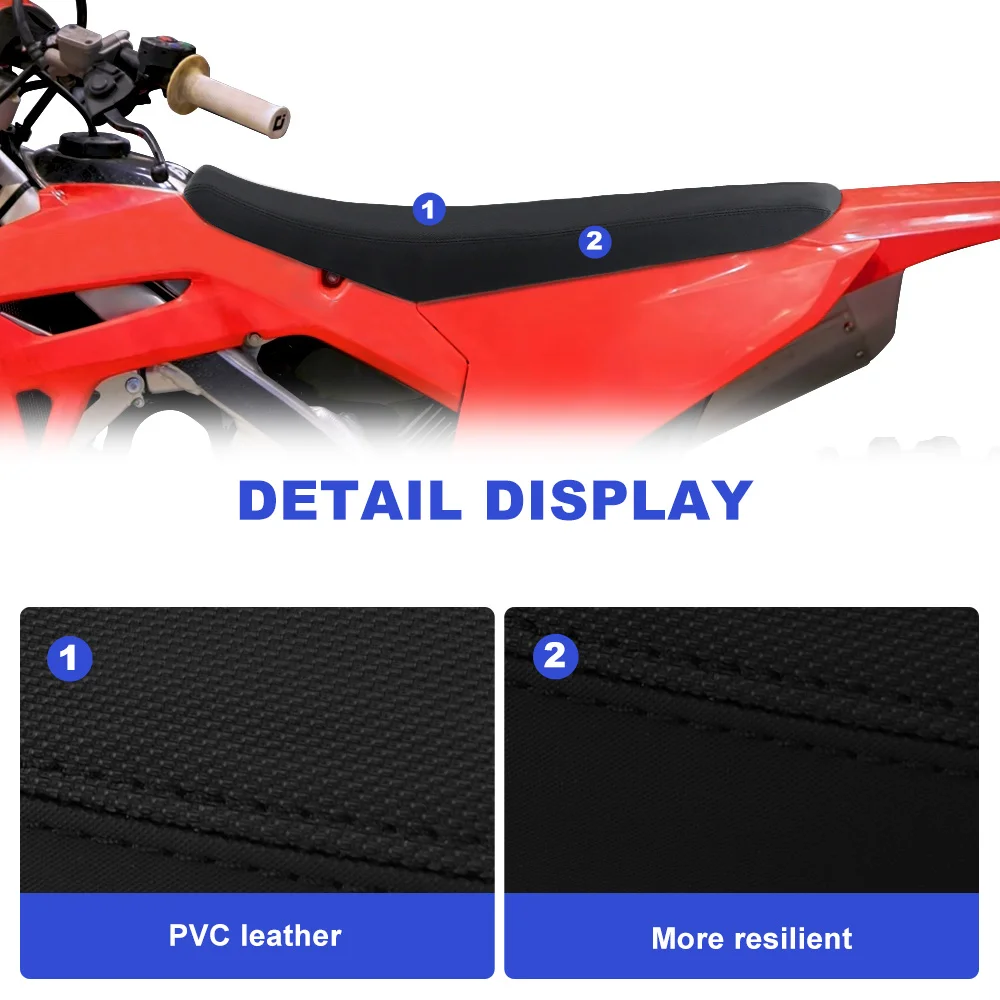 

Fit For Honda CRF450R/RX 2021-2025 CRF250R/RX 2022-2025 Motorcycle Striped Grip Gripper Seat Cover &Foam Non-Slip PVC Seat Cover