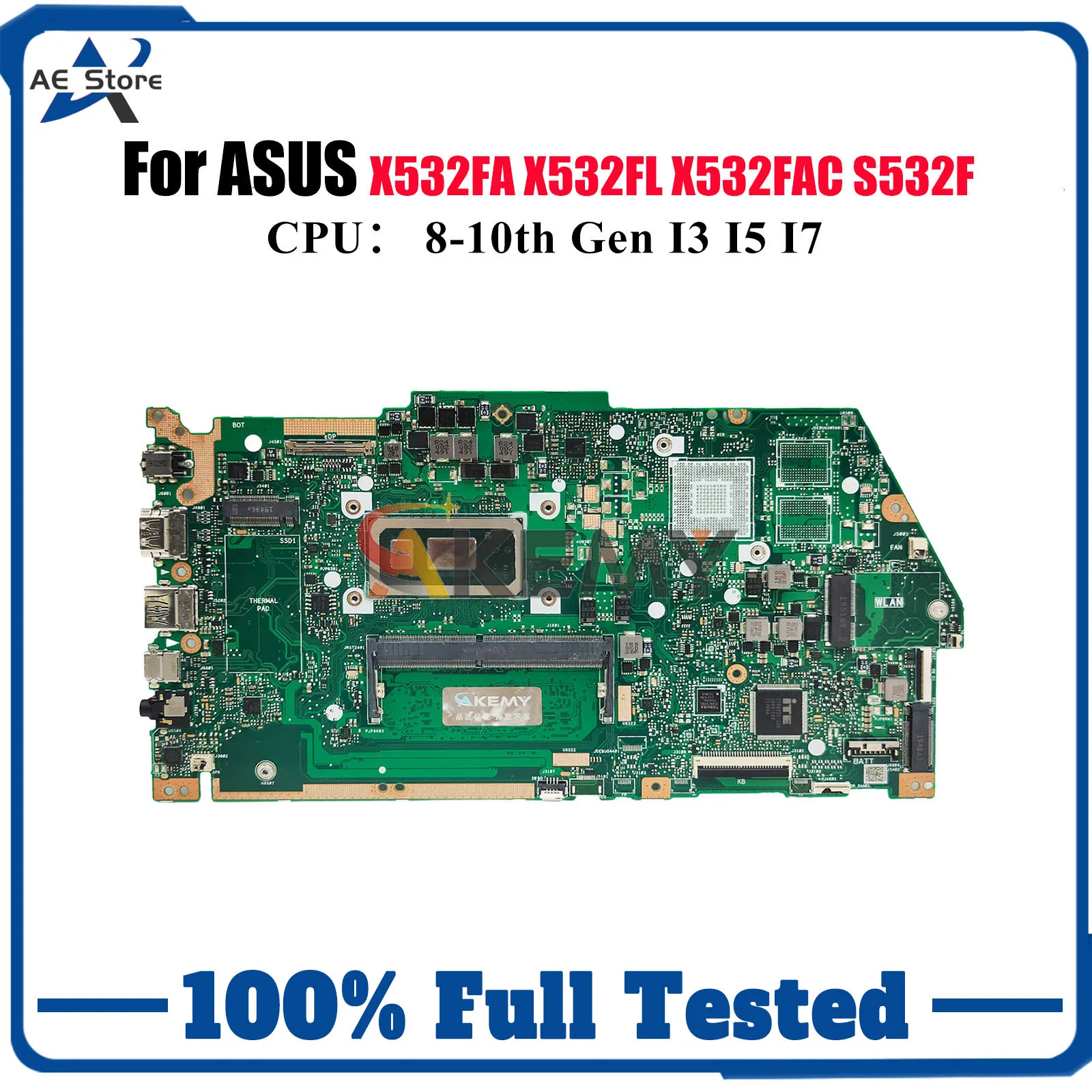 

X532FA Laptop Motherboard For ASUS X532FAC V531F X532FL K531F S5500F V532F S531F X532FL X532F K532F S532F Mainboard I3 I5 I7 CPU
