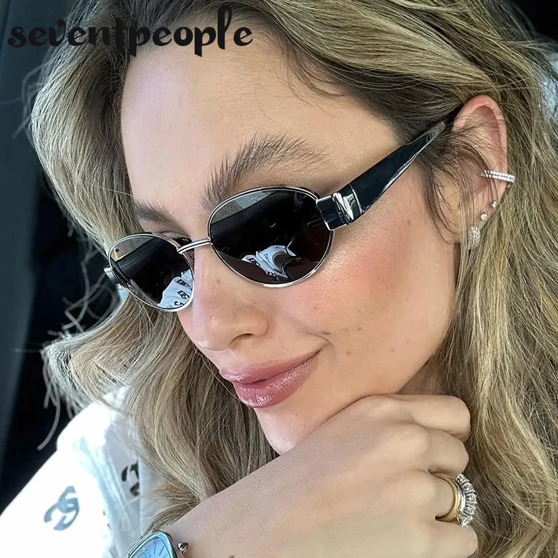 

New Fashion Oval Sunglasses Women Men 2025 Luxury Brand Designer Metal Frame Sun Glasses For Ladies Vintage Round Shades Eyewear