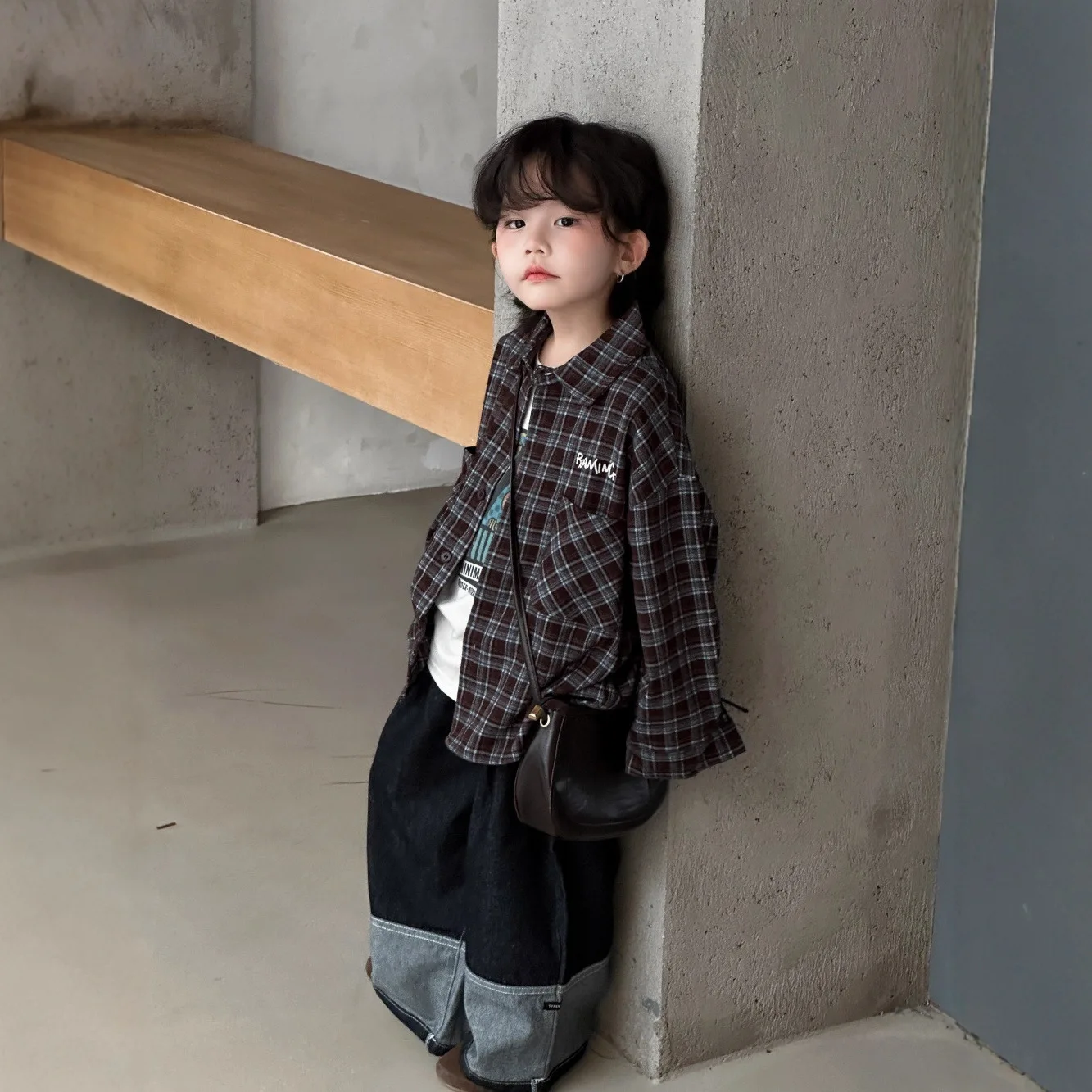 

Children's Shirt 2025 Autumn Handsome Printed Loose Plaid Shirt Boys Ground Casual Versatile Jacket