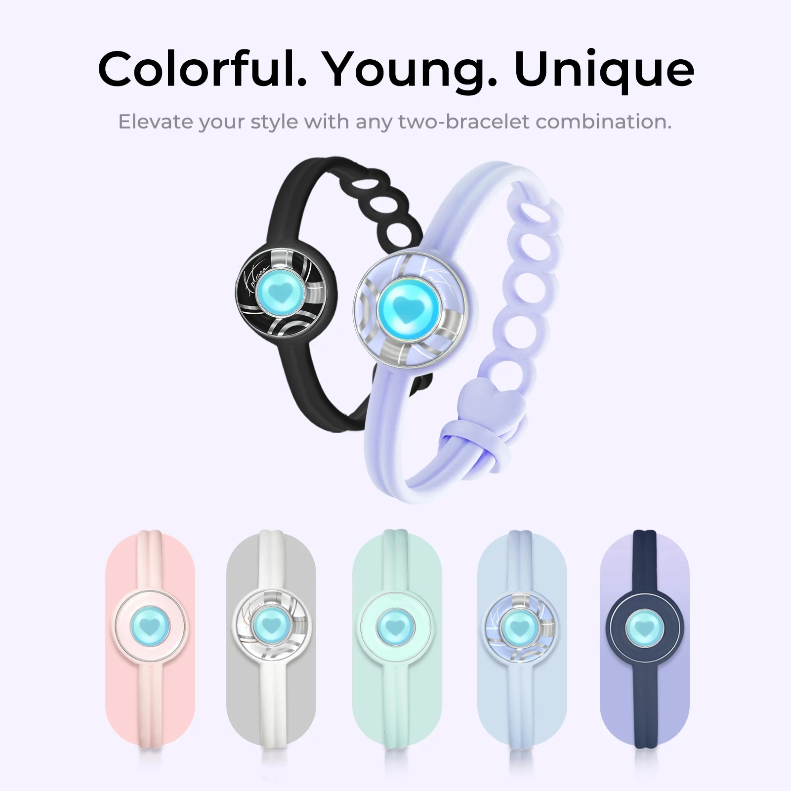 Totwoo Candy Wave Collection-Long Distance Touch Bracelet-Colorful Band Bracelet, Vibration & Light Up For Couples Bracelets