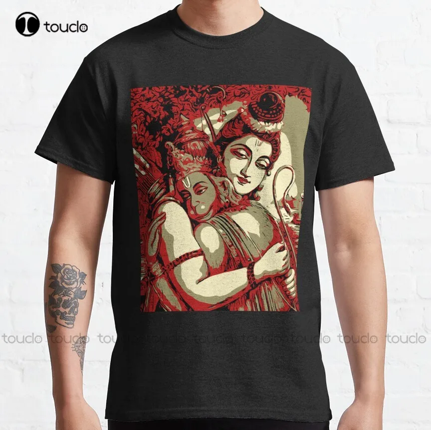 Hanuman Embracing Rama Classic T-Shirt Shirt Stays For Men Funny Art Harajuku Streetwear Cartoon All Seasons Gd Hip Hop Retro