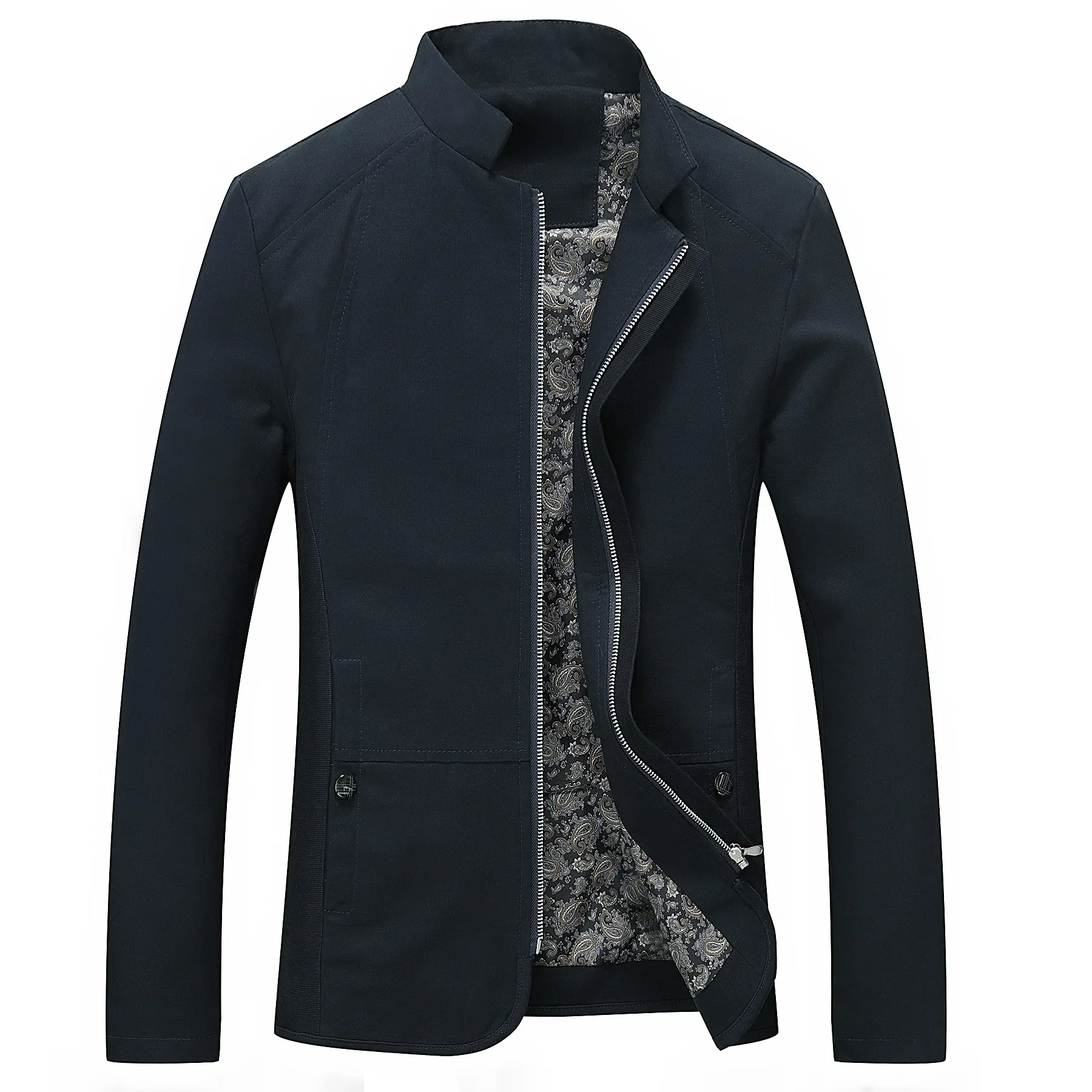 

2023 Cotton Washed Standing Collar Men's Jacket Large Spring and Autumn Fit Coat Men's Clothing