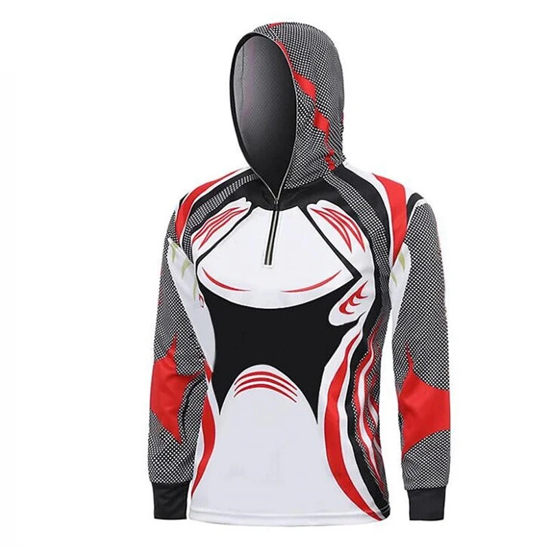 Long Sleeve Anti-UV Comfortable Men's Sublimation Fishing Hoodie High-Quality Round Neck Printing Fishing Clothing