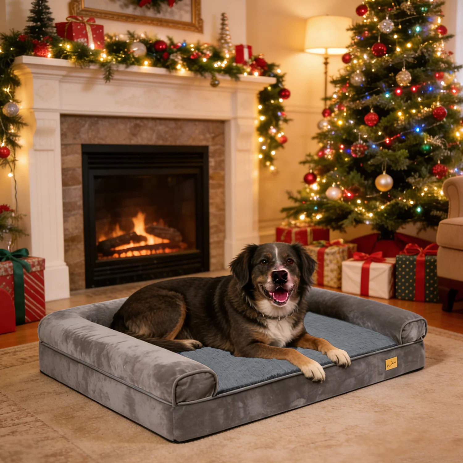 Cama ortopédica viscoelástica para perros grandes, funda impermeable - imagen 2