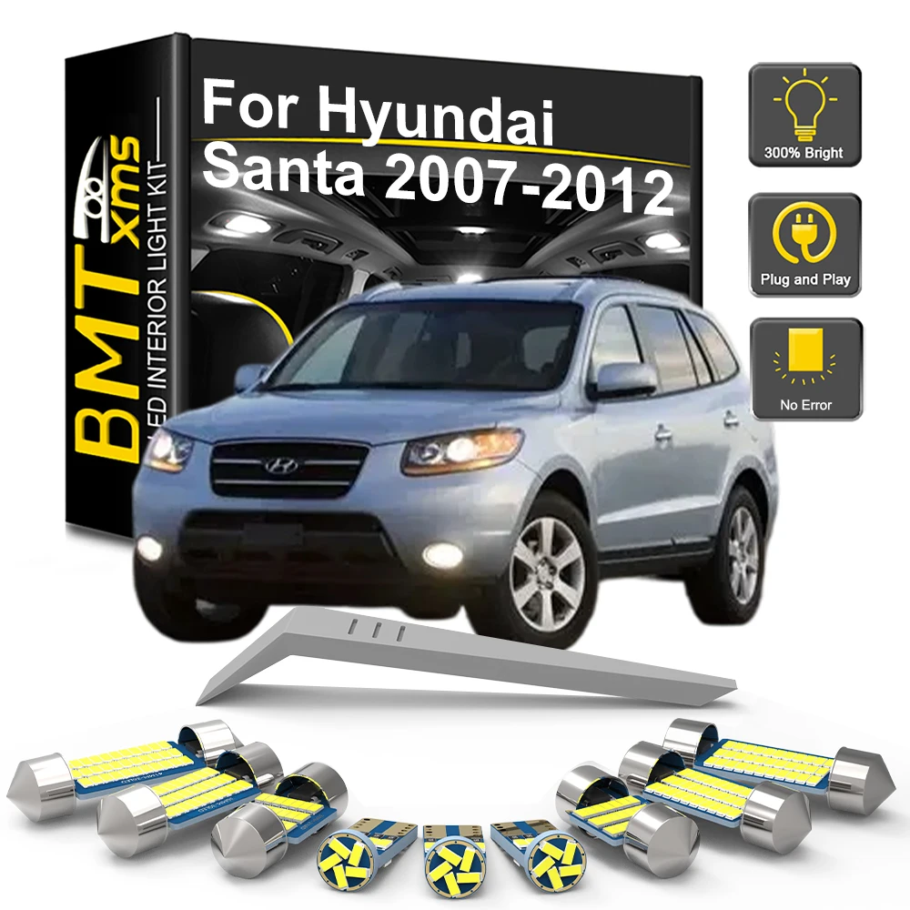 12Pcs LED Bulb Interior Indoor Light Kit For Hyundai Santa Fe Santafe MK2 2 II CM 2007 2008 2009 2010 2011 2012 Trunk Lamp