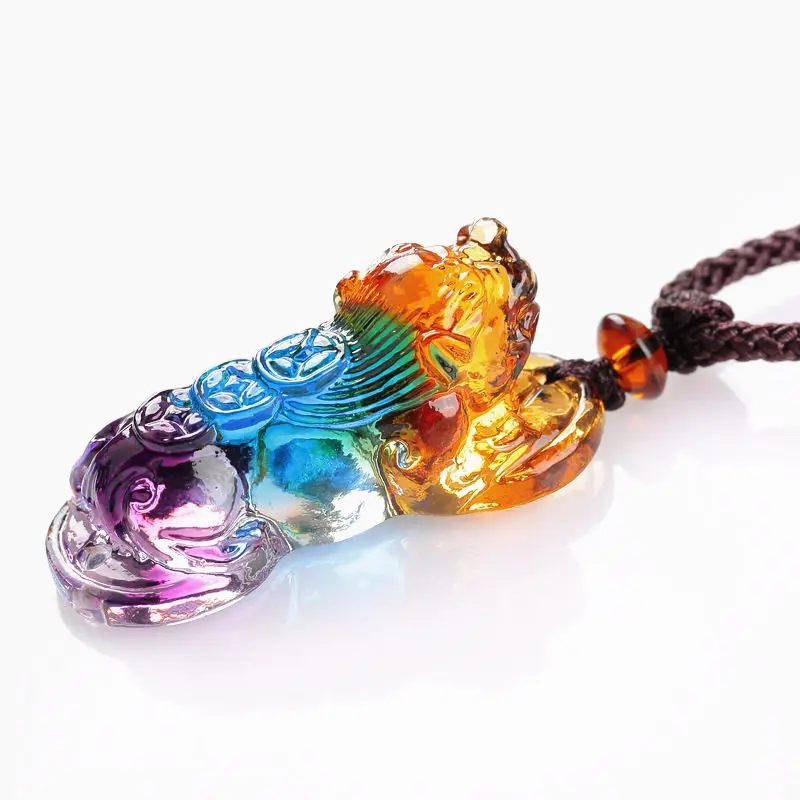 Pixiu Pendant Ancient Glaze Necklace Couple Simple Peace Fortune Attracting Charm Jewelry Gifts