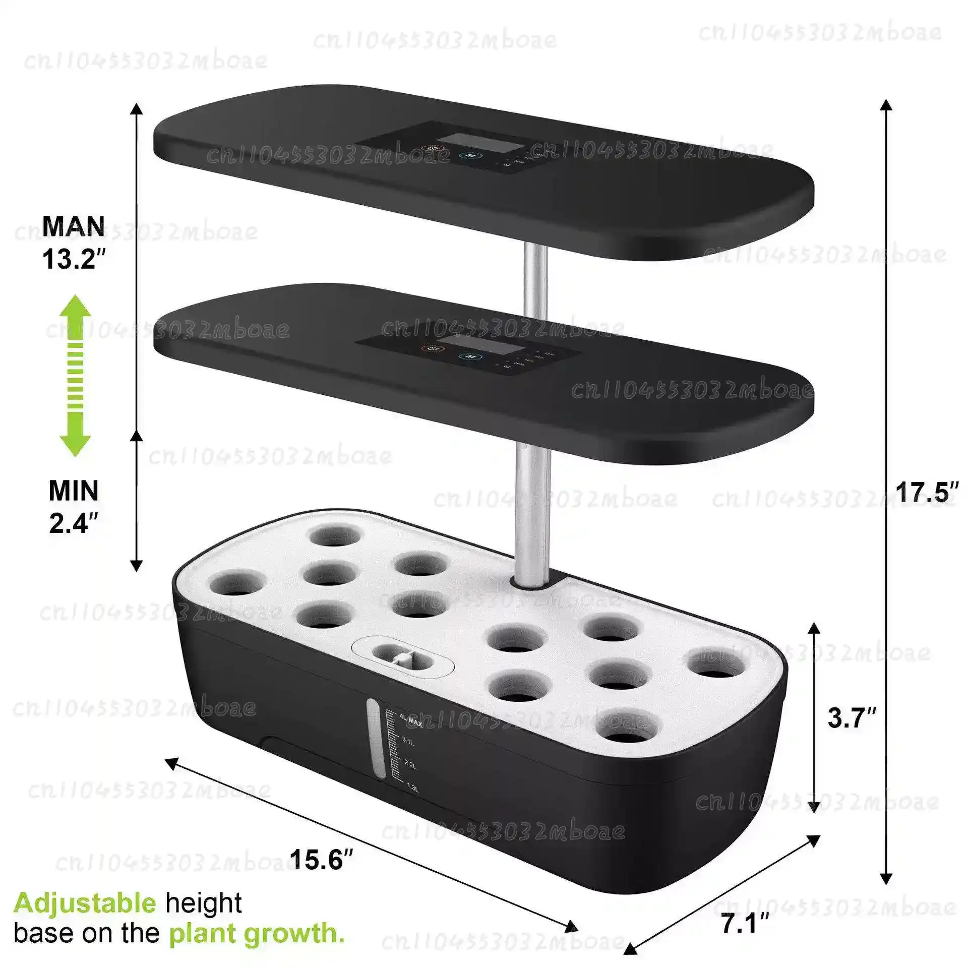 12 Pods Hydroponics Growing System, Herb Garden Kit Indoor Adjustable Height with Automatic Timer 20-Watt LED Grow Light