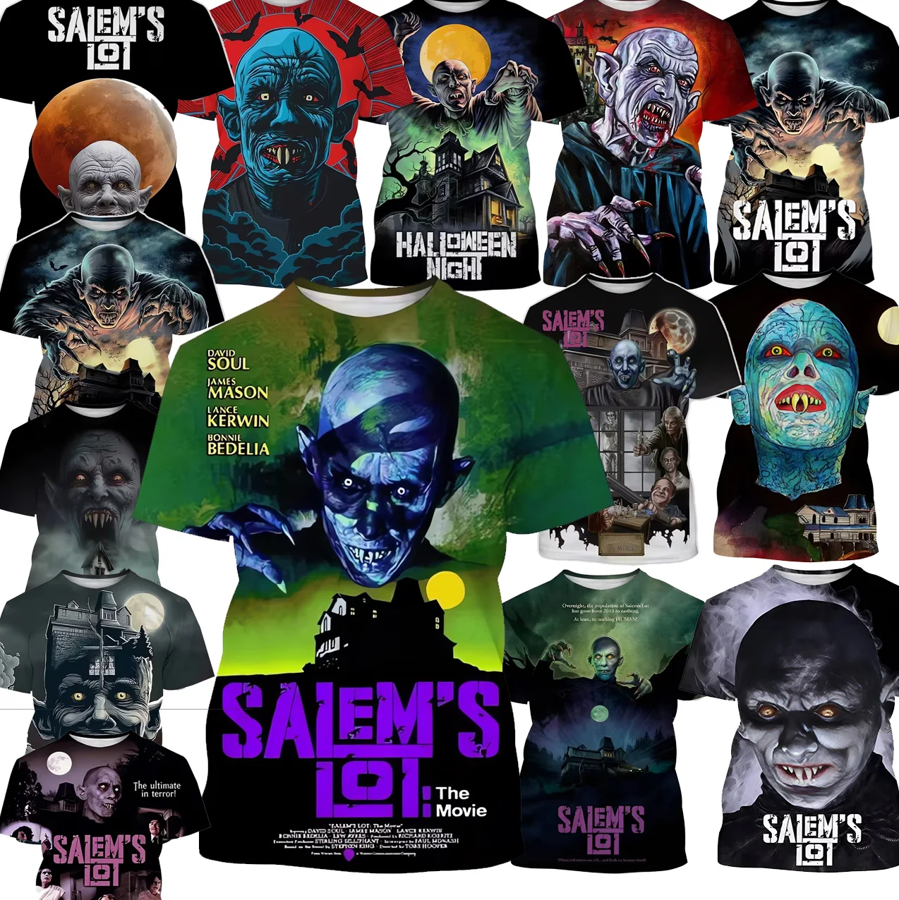 2024 new horror movie Salem\'s Lot 3D printed vampire men\'s short sleeved T-shirt hip-hop casual T-shirt summer fashion