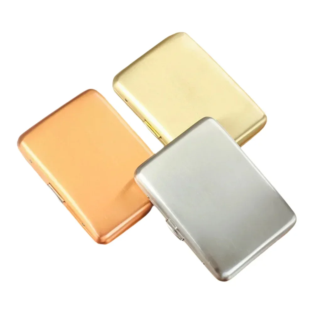 علبة سجائر من الفولاذ المقاوم للصدأ 5 ألوان مقاومة للرطوبة الكل في واحد تخزين محمول لـ 16 سجائر سميكة