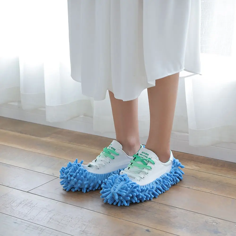 Rag Indoor Floor Cleaning Slippers para homens e mulheres, esfregando chinelos, esfregão de poeira, sapatos de pelúcia, sapatos preguiçosos