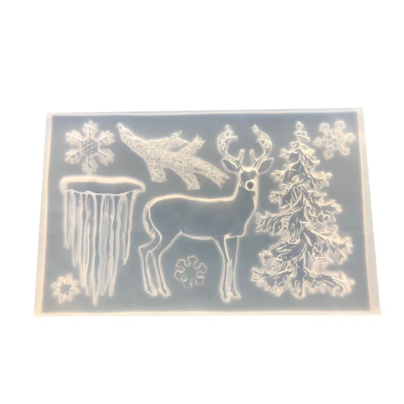 Christmas Tree Elk Snowflake Icicle Silicone Fondant Mold Chocolate Mould 16565
